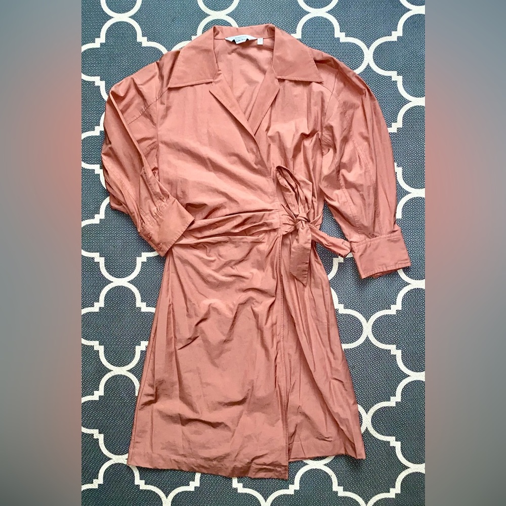 & Other Stories wrap-front shirt dress - blush pink, size 4
